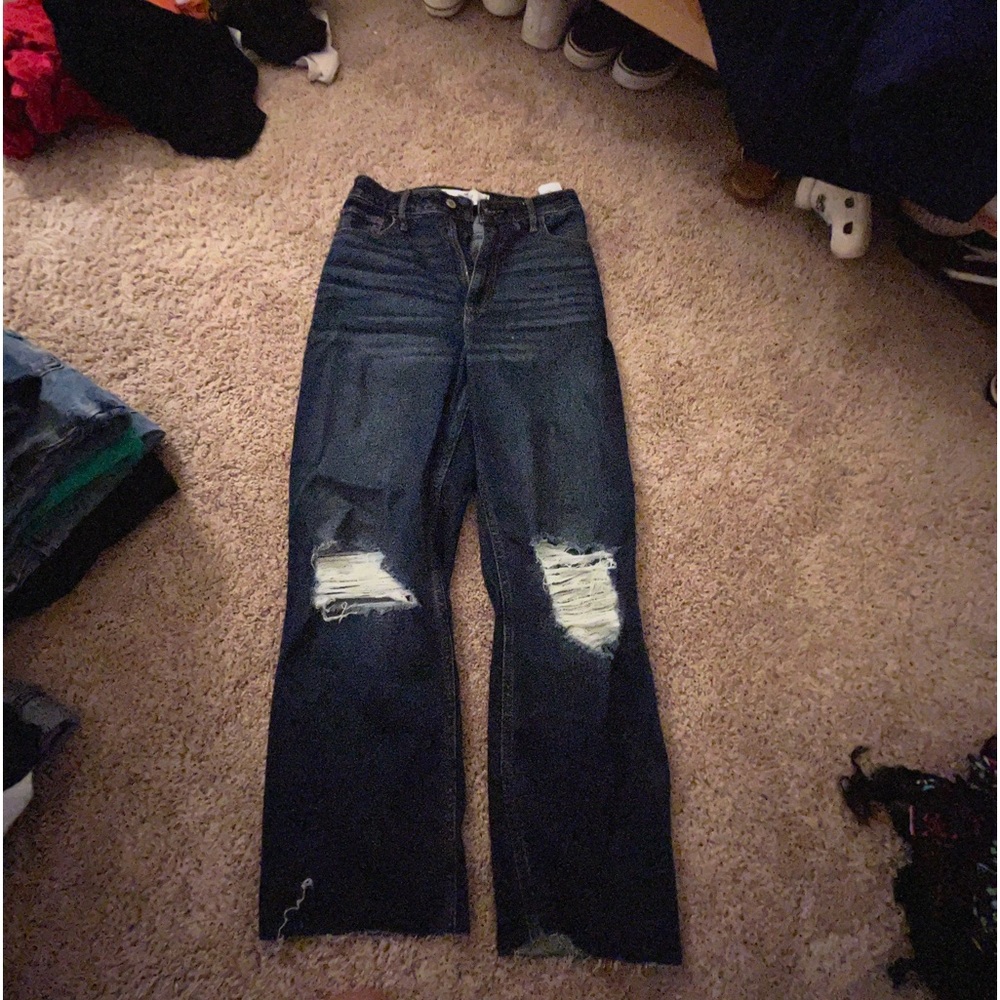 dark wash blue hollister dad jeans